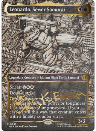 Leonardo, Sewer Samurai (Gold-Stamped Signature) (TMT-301) [Teenage Mutant Ninja Turtles] Foil MTG Single Wizards of the Coast