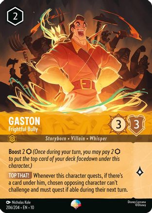 Gaston - Frightful Bully (Epic) (206/204) [Whispers in the Well] Holofoil Lorcana Single Disney