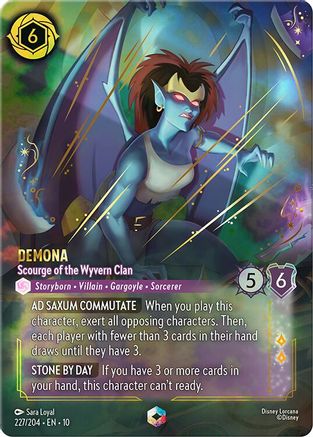 Demona - Scourge of the Wyvern Clan (Enchanted) (227/204) [Whispers in the Well] Holofoil Lorcana Single Disney