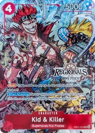 Kid & Killer (CS 25-26 Regionals Textured Chase Promo) (EB01-003) [One Piece Promotion Cards] Foil One Piece Single Bandai