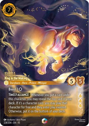 Simba - King in the Making (Enchanted) (224/204) [Whispers in the Well] Holofoil Lorcana Single Disney