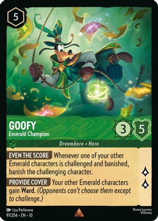 Goofy - Emerald Champion (91/204) [Whispers in the Well] Lorcana Single Disney