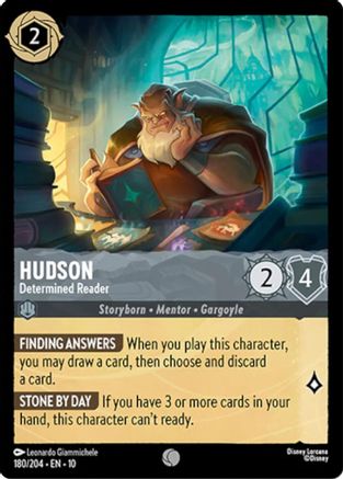 Hudson - Determined Reader (180/204) [Whispers in the Well] Cold Foil Lorcana Single Disney