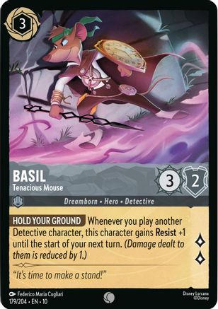 Basil - Tenacious Mouse (179/204) [Whispers in the Well] Cold Foil Lorcana Single Disney