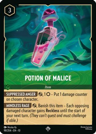 Potion of Malice (98/204) [Whispers in the Well] Cold Foil Lorcana Single Disney