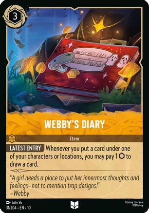 Webby's Diary (31/204) [Whispers in the Well] Cold Foil Lorcana Single Disney