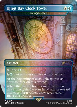 Kings Bay Clock Tower - Midnight Clock (Rainbow Foil) (SLD-2217) [Secret Lair] Drop Series Foil MTG Single Wizards of the Coast