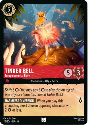 Tinker Bell - Temperamental Fairy (115/204) [Whispers in the Well] Cold Foil Lorcana Single Disney