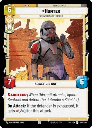 Hunter - Extraordinary Tracker (208/264) [Secrets of Power] Star Wars: Unlimited Single Disney