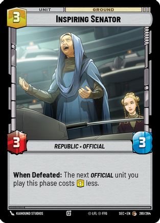 Inspiring Senator (261/264) [Secrets of Power] Star Wars: Unlimited Single Disney
