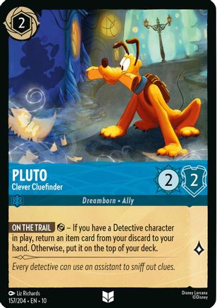Pluto - Clever Cluefinder (157/204) [Whispers in the Well] Lorcana Single Disney