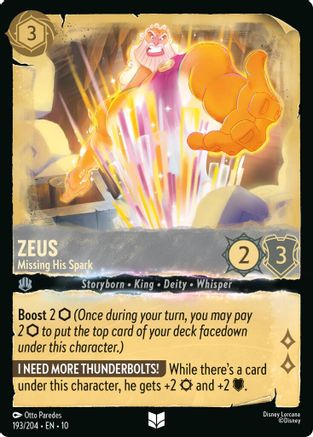 Zeus - Missing His Spark (193/204) [Whispers in the Well] Cold Foil Lorcana Single Disney