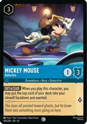 Mickey Mouse - Detective (160/204) [Whispers in the Well] Lorcana Single Disney