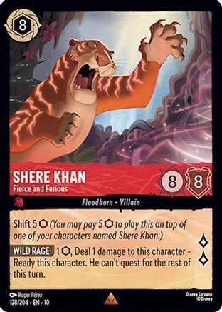 Shere Khan - Fierce and Furious (128/204) [Whispers in the Well] Cold Foil Lorcana Single Disney