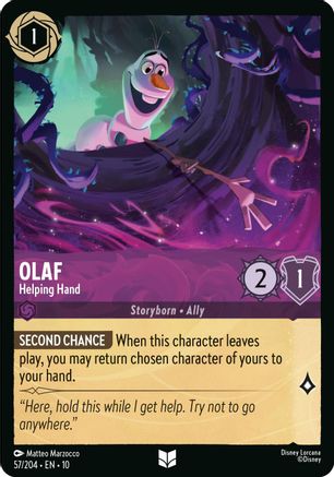 Olaf - Helping Hand (57/204) [Whispers in the Well] Cold Foil Lorcana Single Disney