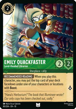 Emily Quackfaster - Level-Headed Librarian (80/204) [Whispers in the Well] Cold Foil Lorcana Single Disney