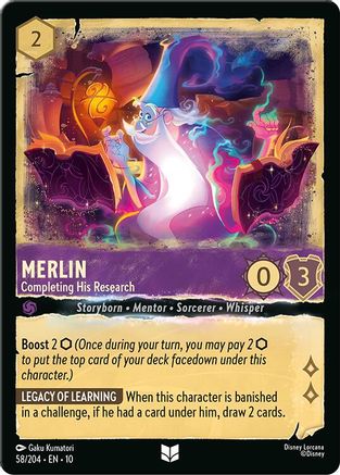 Merlin - Completing His Research (58/204) [Whispers in the Well] Cold Foil Lorcana Single Disney