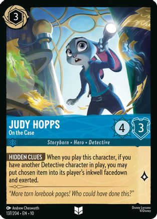 Judy Hopps - On the Case (137/204) [Whispers in the Well] Cold Foil Lorcana Single Disney