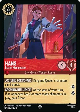 Hans - Brazen Manipulator (117/204) [Whispers in the Well] Lorcana Single Disney