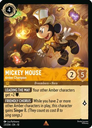 Mickey Mouse - Amber Champion (23/204) [Whispers in the Well] Cold Foil Lorcana Single Disney