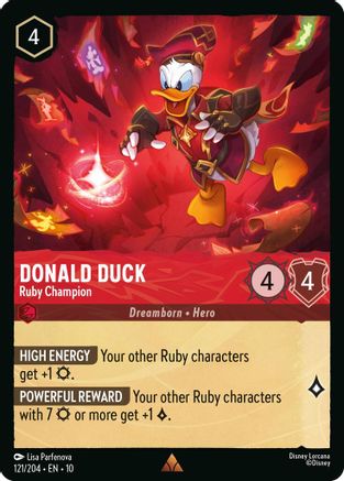 Donald Duck - Ruby Champion (121/204) [Whispers in the Well] Cold Foil Lorcana Single Disney