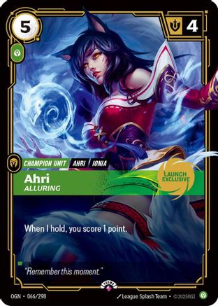 Ahri - Alluring (Launch Exclusive) (066/298) [Riftbound Promotional Cards] Foil Riftbound Singles Riot Games