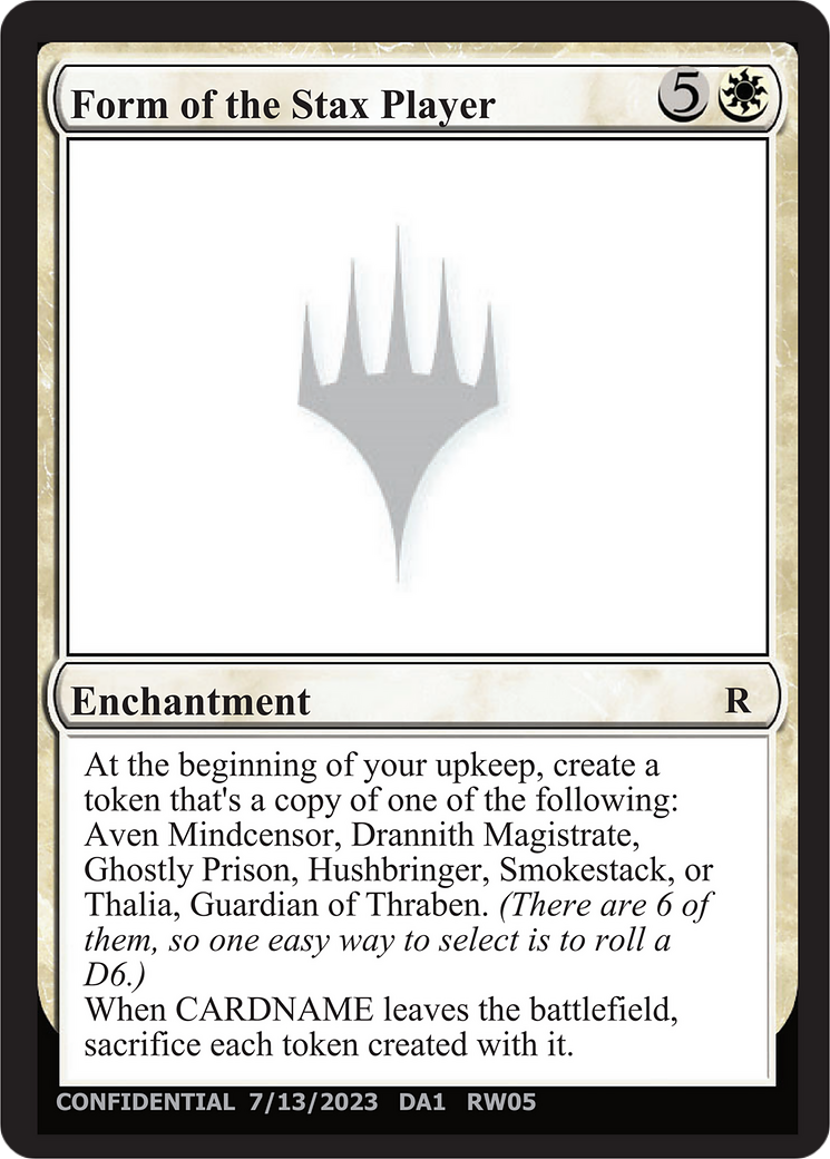 Form of the Stax Player (UNK-RW05B) [Misc] Unknown Event MTG Single Wizards of the Coast
