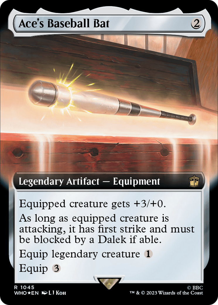 Ace's Baseball Bat (Surge Foil) (WHO-1045) [Doctor Who] (Extended Art) Foil MTG Single Wizards of the Coast