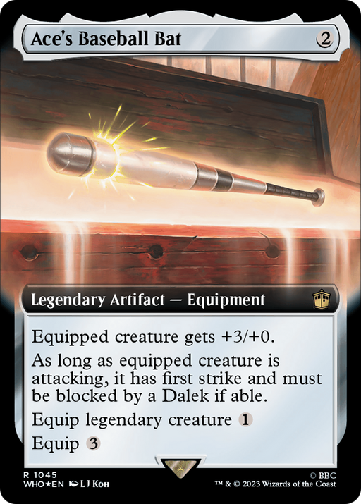 Ace's Baseball Bat (Surge Foil) (WHO-1045) [Doctor Who] (Extended Art) Foil MTG Single Wizards of the Coast