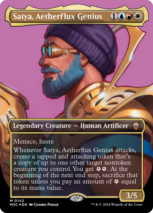 Satya, Aetherflux Genius (Ripple Foil) (M3C-142) [Modern Horizons 3 Commander] (Borderless) Foil MTG Single Wizards of the Coast