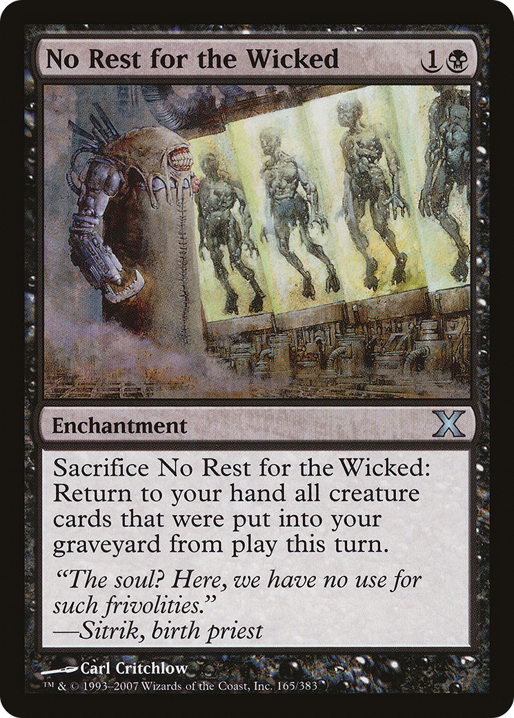 No Rest for the Wicked (10E-165) [Tenth Edition] Foil MTG Single Wizards of the Coast
