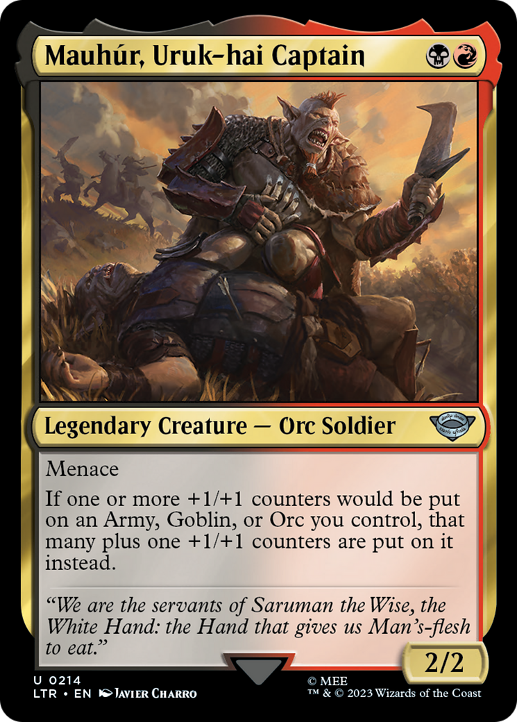 Mauhúr, Uruk-hai Captain (LTR-214) [The Lord of the Rings: Tales of Middle-earth] MTG Single Wizards of the Coast