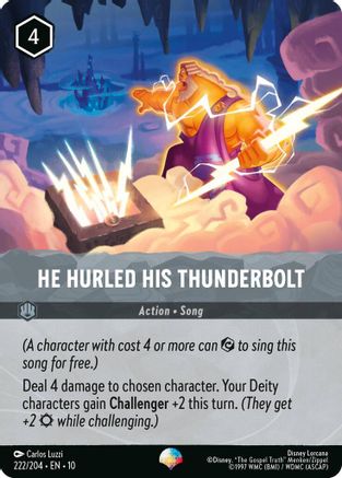 He Hurled His Thunderbolt (Epic) (222/204) [Whispers in the Well] Holofoil Lorcana Single Disney