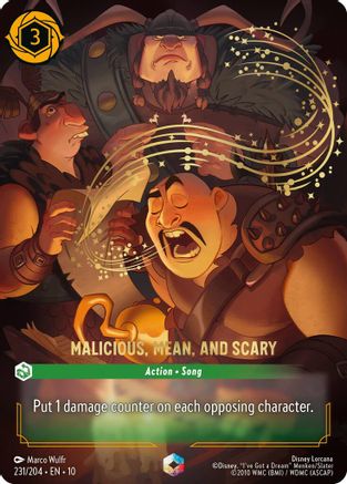 Malicious, Mean, and Scary (Enchanted) (231/204) [Whispers in the Well] Holofoil Lorcana Single Disney