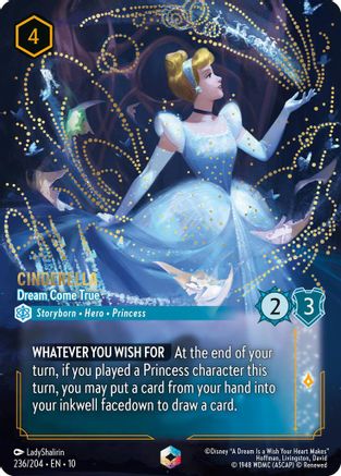 Cinderella - Dream Come True (Enchanted) (236/204) [Whispers in the Well] Holofoil Lorcana Single Disney