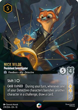Nick Wilde - Persistent Investigator (Enchanted) (239/204) [Whispers in the Well] Holofoil Lorcana Single Disney