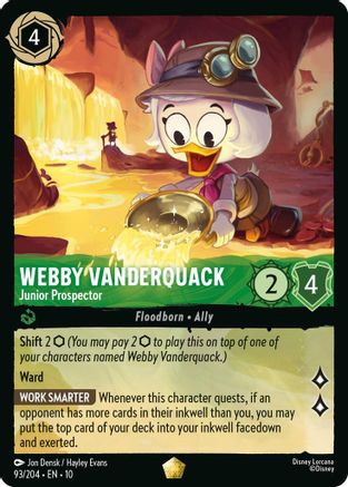 Webby Vanderquack - Junior Prospector (93/204) [Whispers in the Well] Lorcana Single Disney