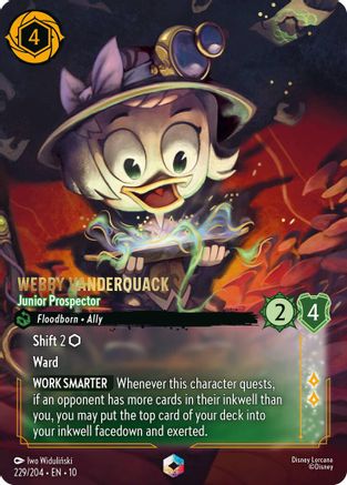 Webby Vanderquack - Junior Prospector (Enchanted) (229/204) [Whispers in the Well] Holofoil Lorcana Single Disney