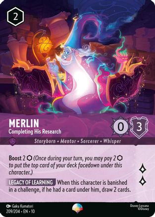 Merlin - Completing His Research (Epic) (209/204) [Whispers in the Well] Holofoil Lorcana Single Disney