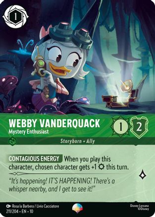 Webby Vanderquack - Mystery Enthusiast (Epic) (211/204) [Whispers in the Well] Holofoil Lorcana Single Disney