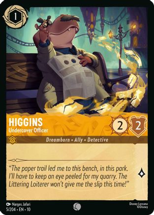 Higgins - Undercover Officer (5/204) [Whispers in the Well] Cold Foil Lorcana Single Disney