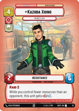 Kazuda Xiono - I'm Not A Spy (Foil) [Secrets of Power Weekly Play Promos] Star Wars: Unlimited Single Disney