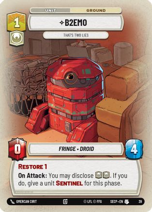 B2EMO - That's Two Lies (Foil) [Secrets of Power Weekly Play Promos] Star Wars: Unlimited Single Disney