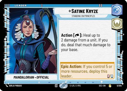 Satine Kryze - Standing on Principles (5/264) [Secrets of Power] Star Wars: Unlimited Single Disney