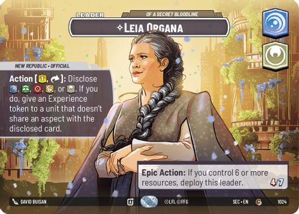 Leia Organa - Of A Secret Bloodline (Showcase) (1024) [Secrets of Power] Foil Star Wars: Unlimited Single Disney