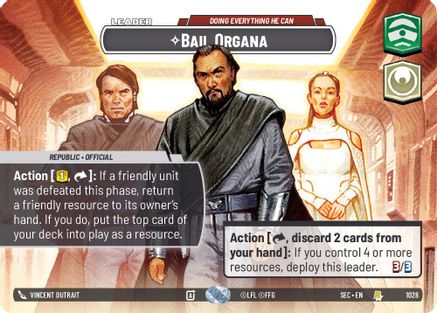 Bail Organa - Doing Everything He Can (Showcase) (1028) [Secrets of Power] Foil Star Wars: Unlimited Single Disney