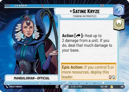 Satine Kryze - Standing on Principles (Hyperspace) (269) [Secrets of Power] Star Wars: Unlimited Single Disney