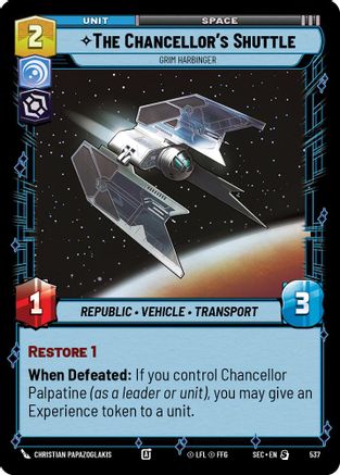 The Chancellor's Shuttle - Grim Harbinger (Foil) (537) [Secrets of Power] Foil Star Wars: Unlimited Single Disney