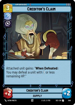 Creditor's Claim (Foil) (549) [Secrets of Power] Foil Star Wars: Unlimited Single Disney