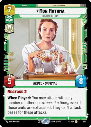 Mon Mothma - Clinging to Hope (Foil) (613) [Secrets of Power] Foil Star Wars: Unlimited Single Disney